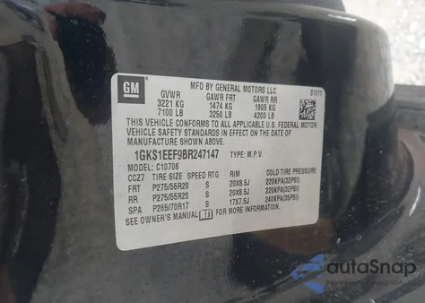 2011 GMC Yukon Denali from USA, damaged, VIN 1GKS1EEF9BR247147